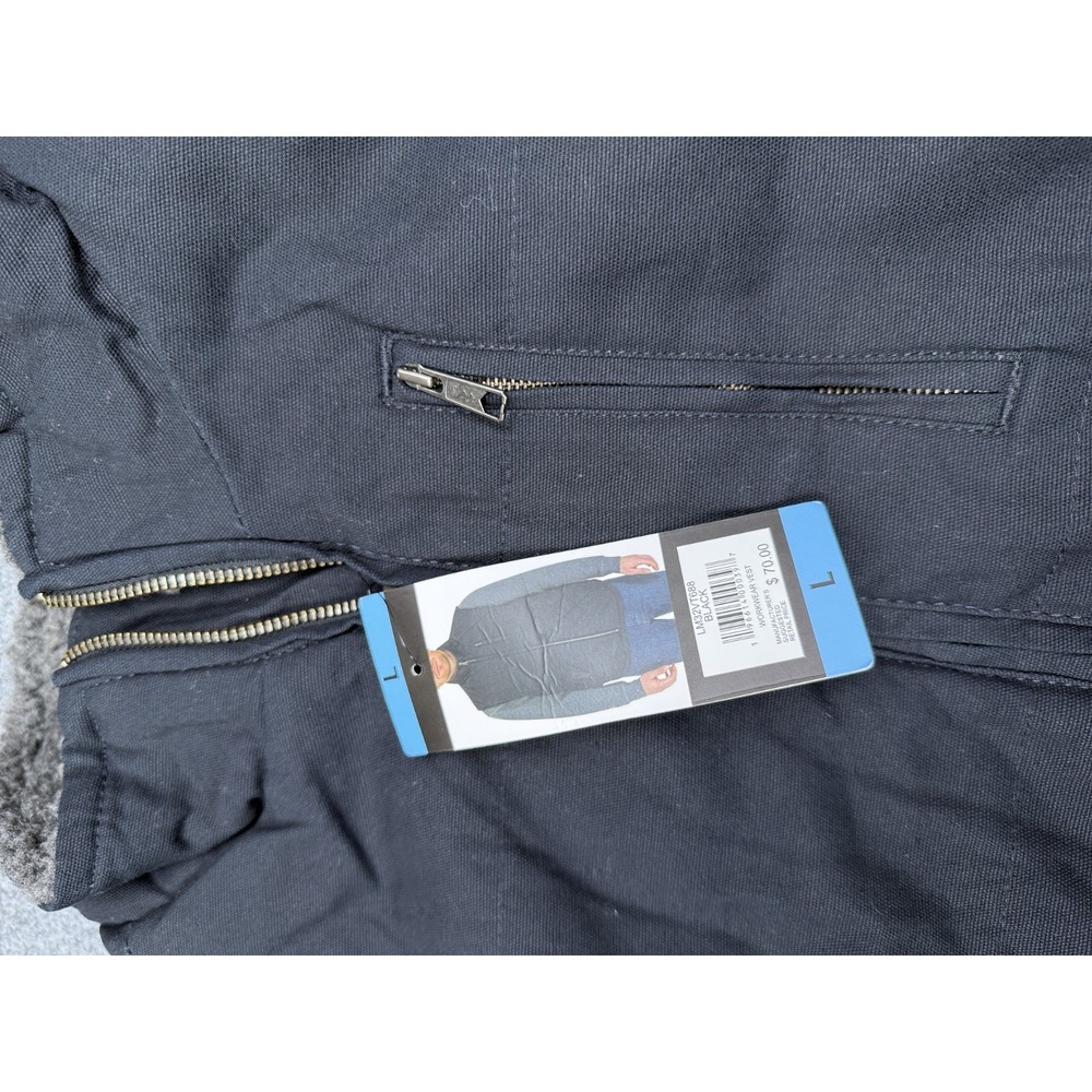 Lee Canvas Sherpa Lined Insulated Workwear Vest Mens XL Black Full-Zip NWT - Picture 3 of 6